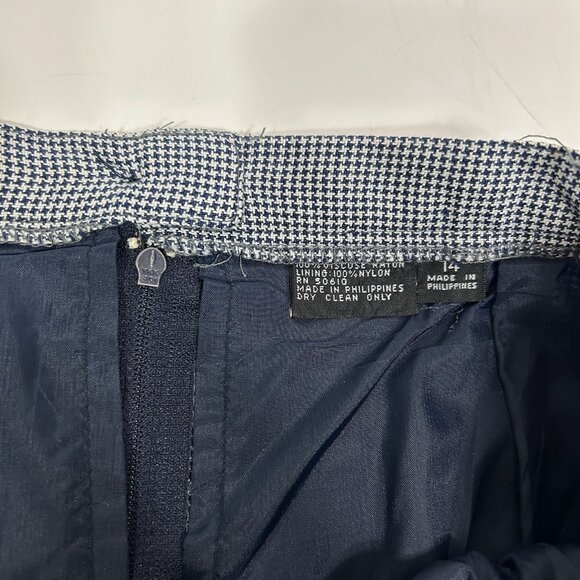 Vtg Le Suit Women 2pc Skirt Suit Short Sleeve Blue Houndstooth Lined 2 Button 14 - Picture 8 of 10